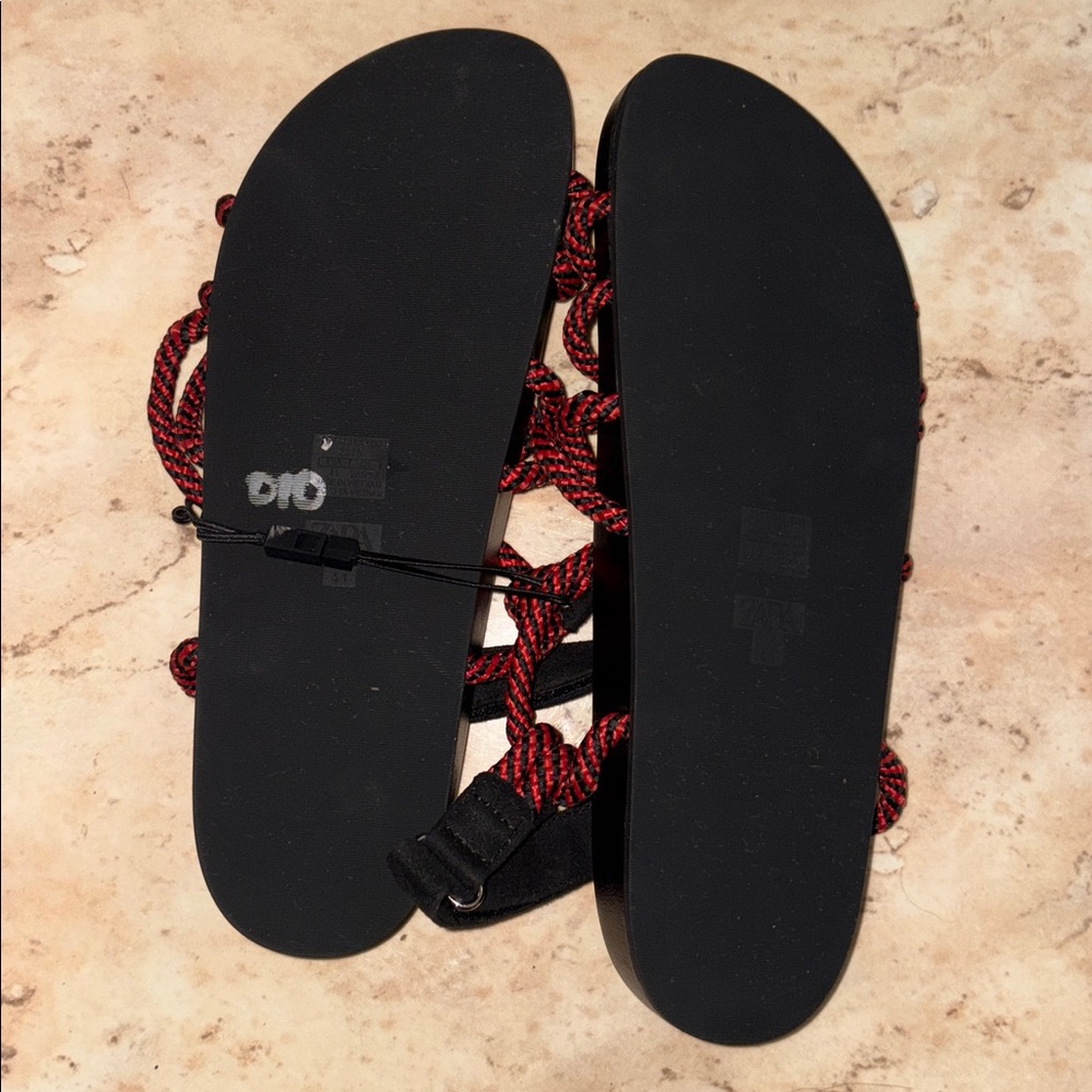 Black and Red Women's Sandals - Picture 3 of 3